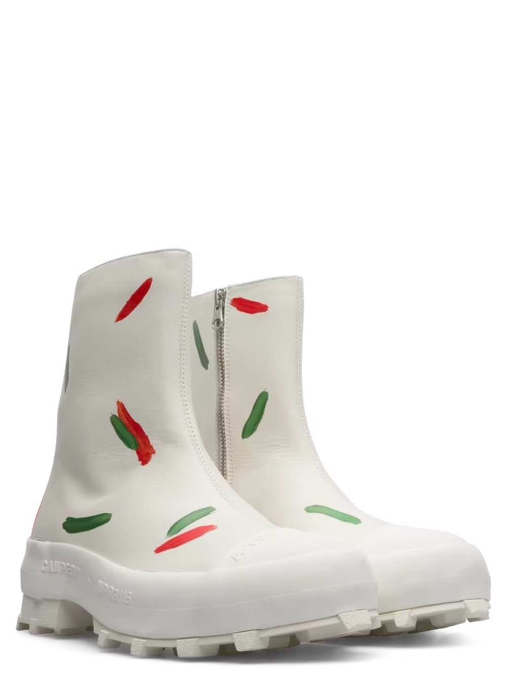 Camper White Leather Ankle Boot with Red & Green - Picture 9 of 12